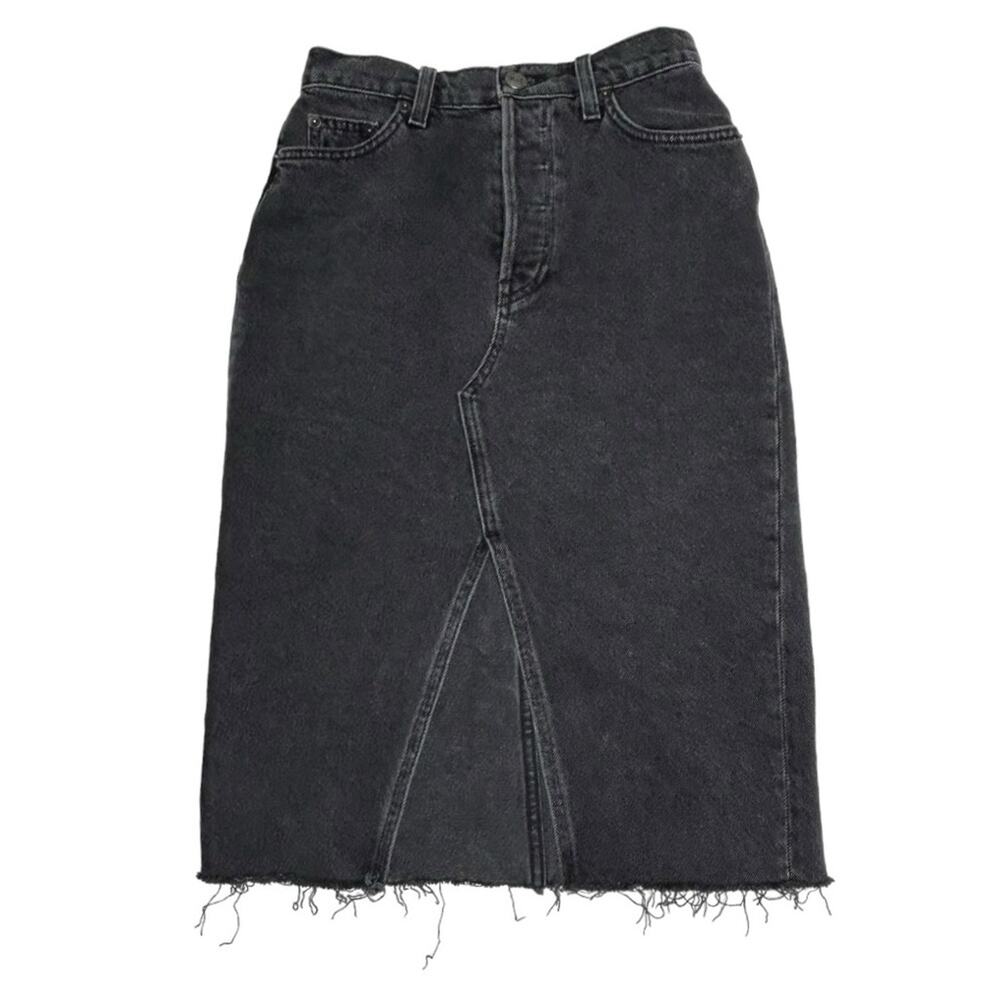 Reformation Midi Retooled Denim Skirt Seine Front Slit Size 23